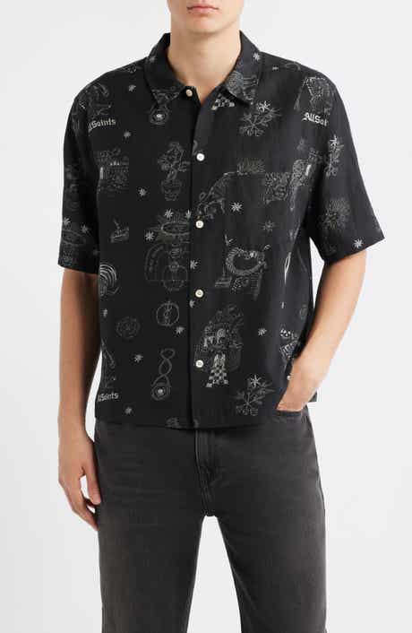 Terra Print Short Sleeve Button-Up Shirt