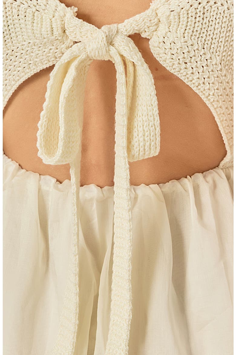 Mixed Media Open Back Dress, Alternate, color, CREAM