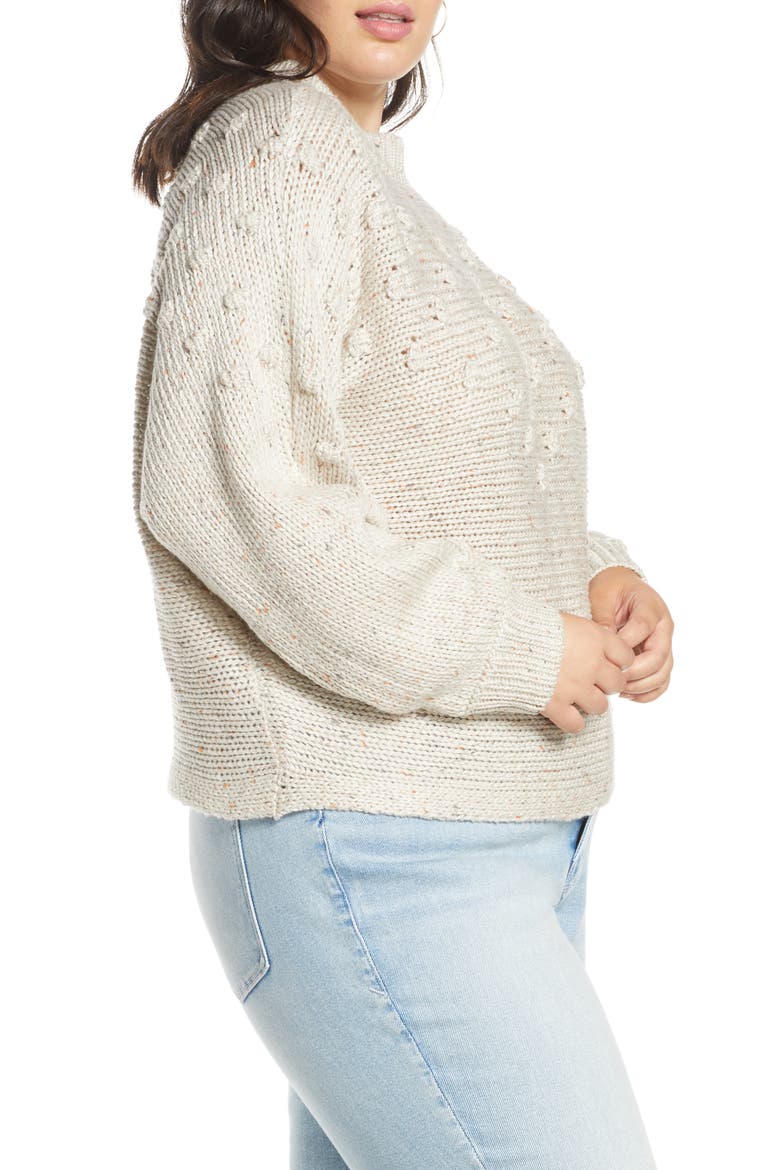 Bobble Stitch Mock Neck Sweater, Alternate, color, BEIGE OATMEAL NEP