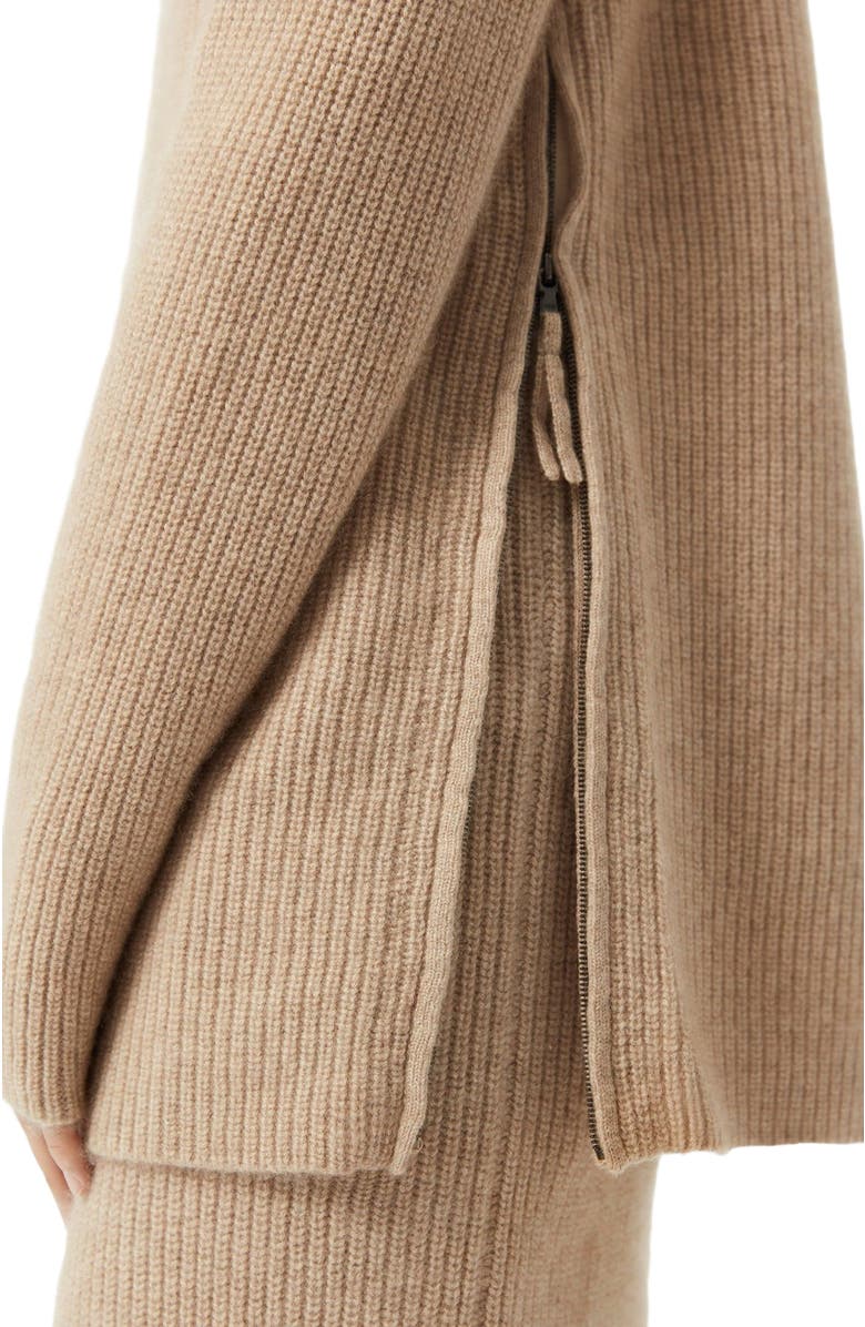 GOBI Mongolian Cashmere Cashmere Sweater with Side Zippers, Alternate, color, Warm Grey
