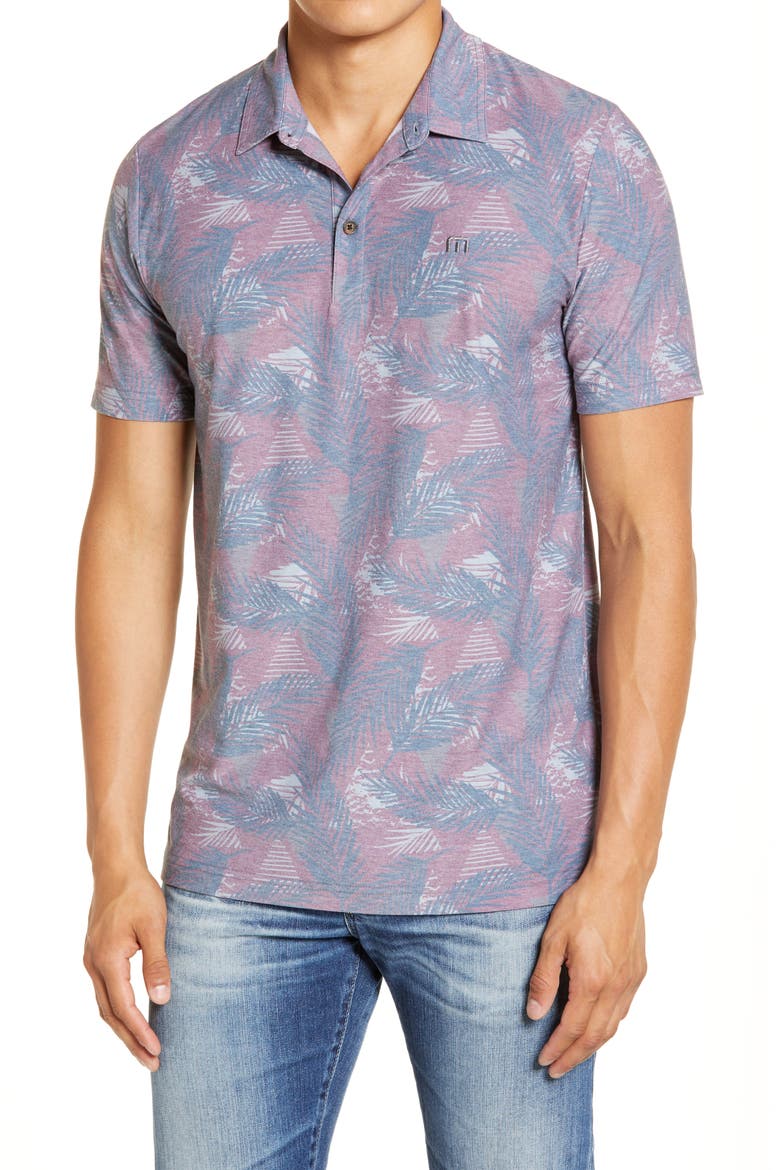 Saucey Regular Fit Tropical Short Sleeve Button-Up Shirt, Main, color, HEATHER MAUVE WINE