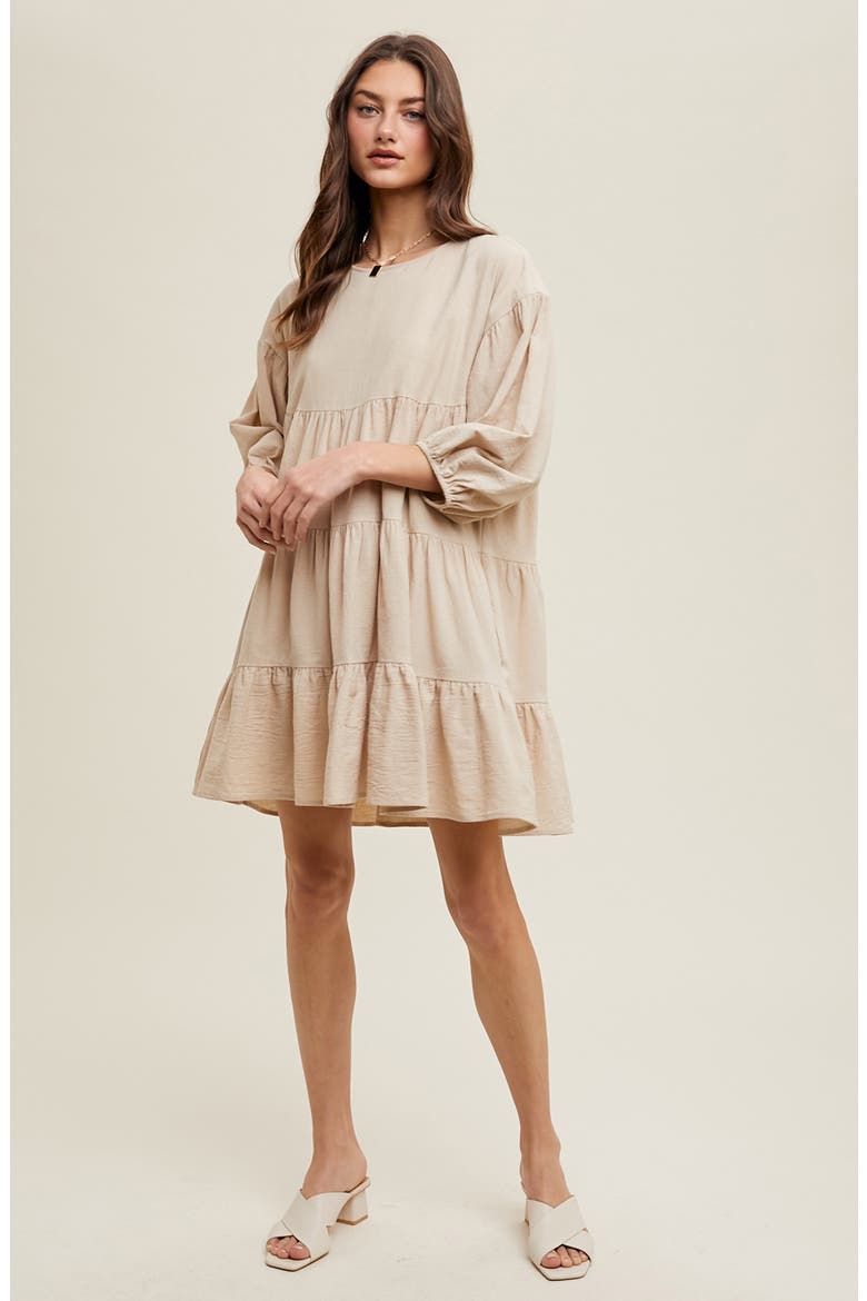 Tiered Cotton Babydoll Dress, Alternate, color, NATURAL