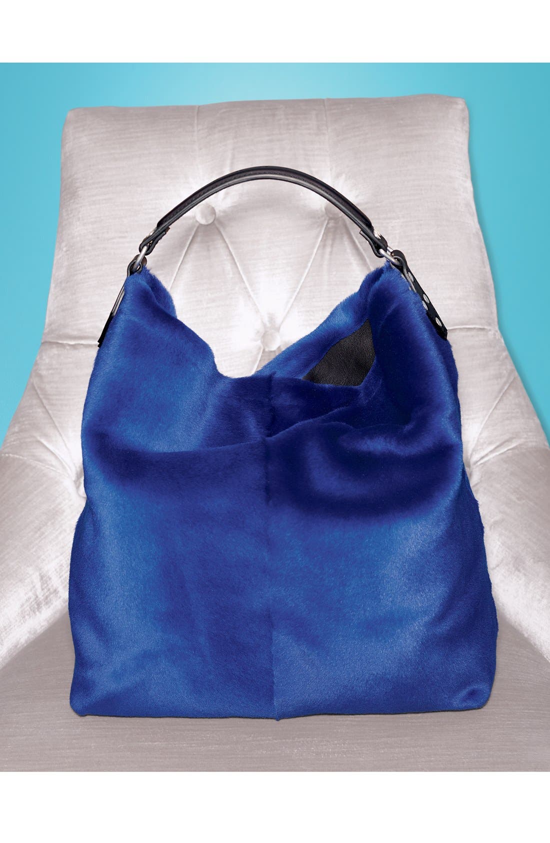 Genuine Shearling Hobo, Alternate, color, COBALT BLUE