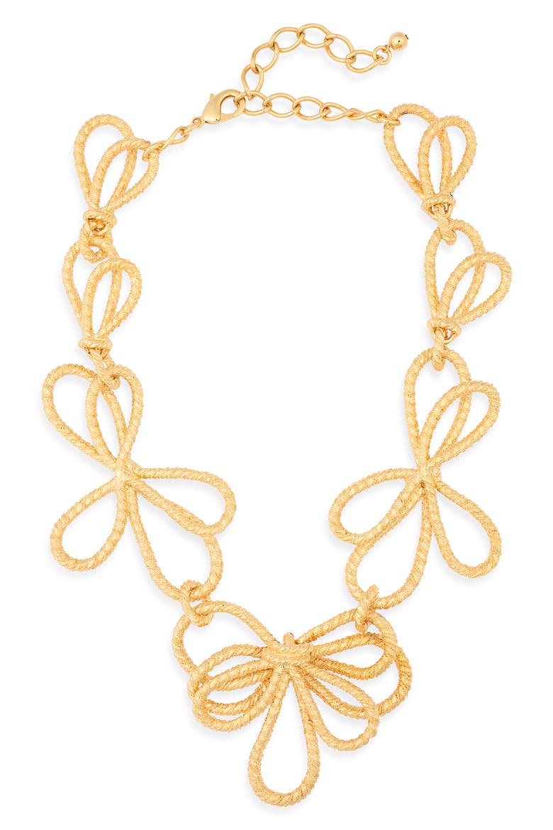 Bow Statement Necklace, Main, color, GOLD