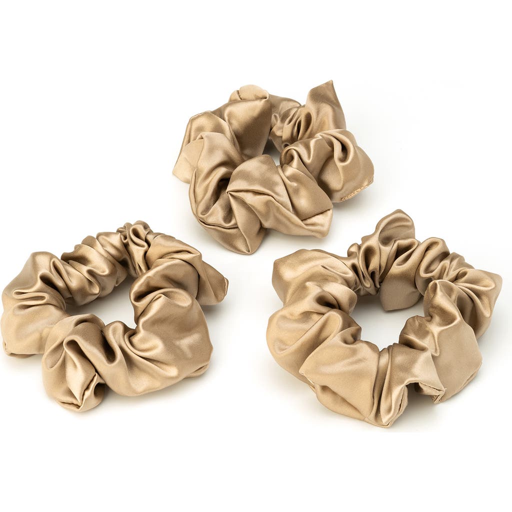BLISSY 3-Pack Silk Scrunchies in Taupe  product