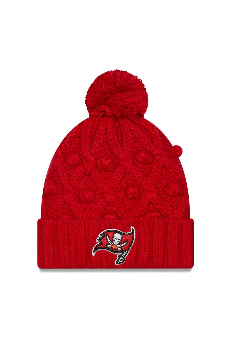 Women's New Era Red Tampa Bay Buccaneers Toasty Cuffed Knit Hat with Pom, Main, color, Red
