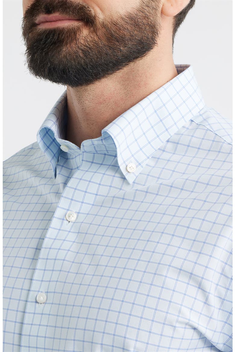 Rampart Tailored Fit Windowpane Check Performance Poplin Button-Down Shirt, Alternate, color, BLUE BRISK
