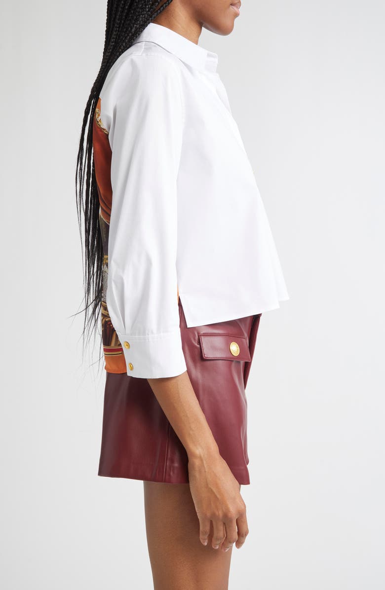 L'AGENCE Logo Graphic Woven Shirt, Alternate, color, White/ Multi