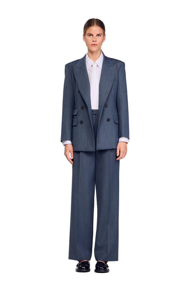 SANDRO Striped tailored jacket, Main, color, Blue