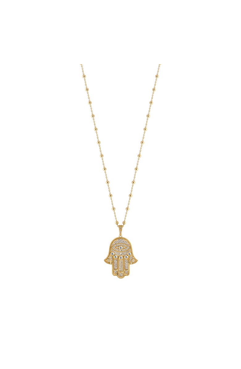 Karma and Luck Inspired Action Gold Evil Eye & Hamsa Hand Necklace, Main, color, Gold