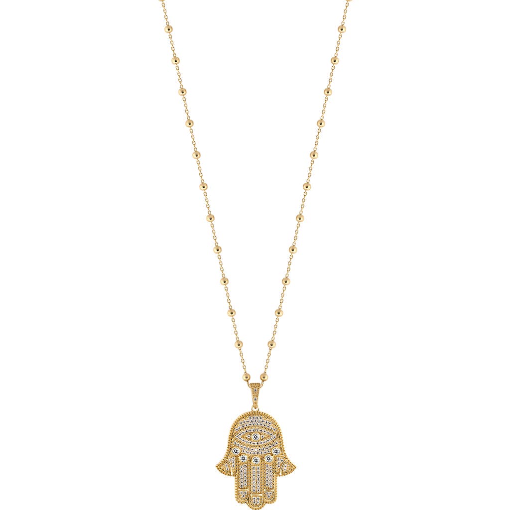 Karma And Luck Inspired Action Gold Evil Eye & Hamsa Hand Necklace In Gold