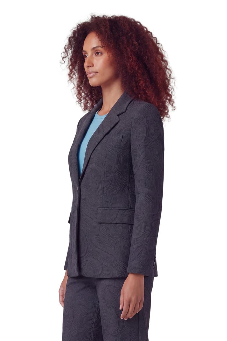 Crochet Paisley Womens Tailored Blazer, Alternate, color, CROCHET PAISLEY CAVIAR