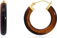 The Lovery Fine Jewelry Tigers Eye Hoop Earrings
