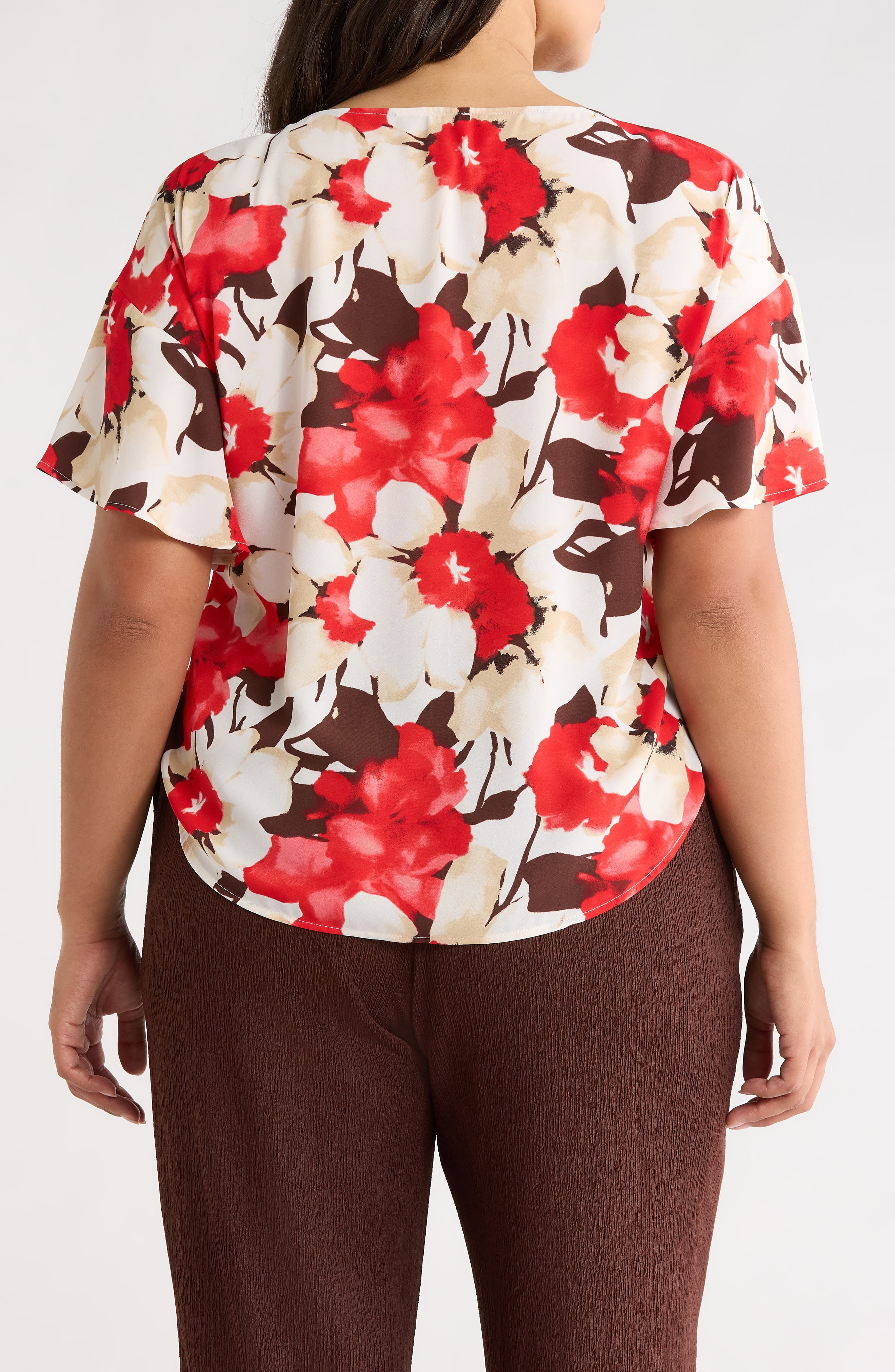 Floral Print Flutter Sleeve Top - image 2