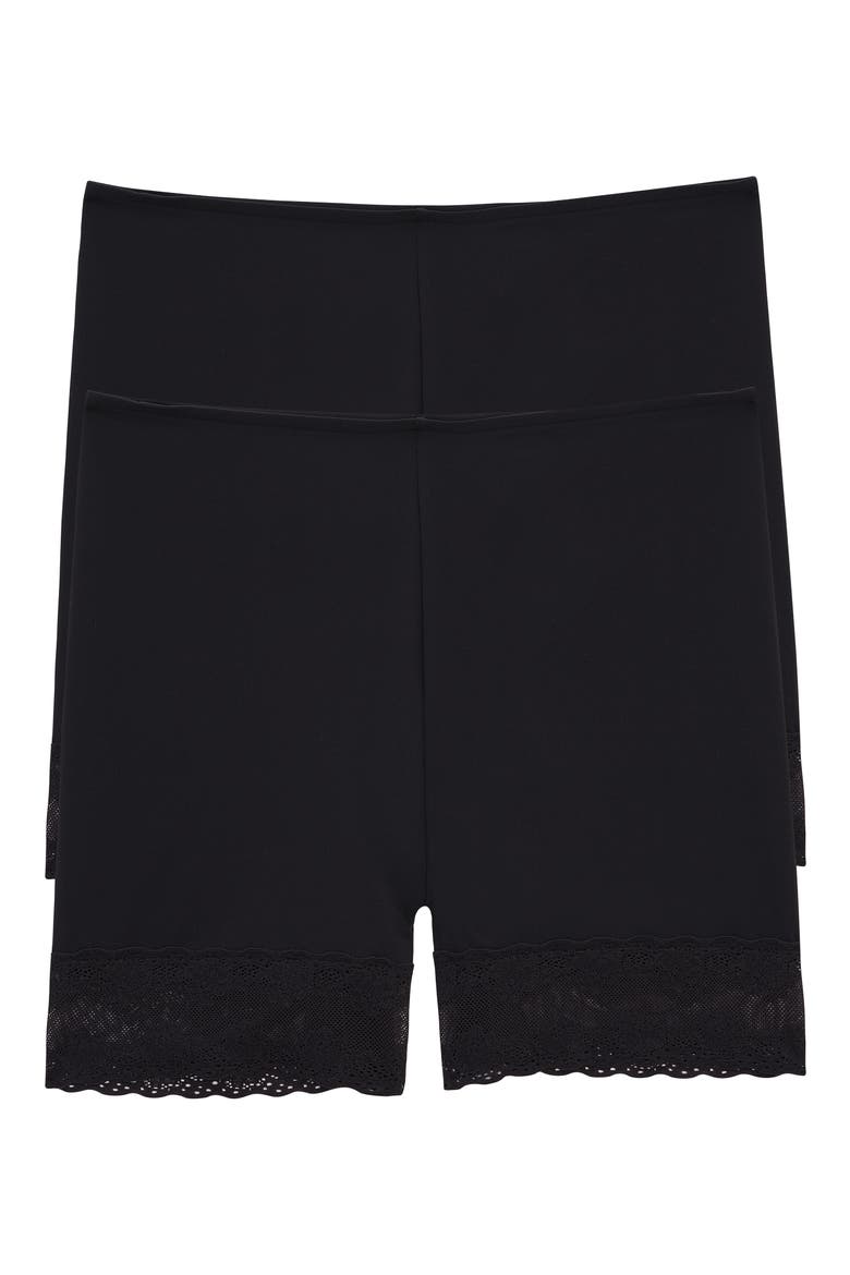 Bliss Perfection 2-Pack Lace Trim Shorts, Alternate, color, BLACK