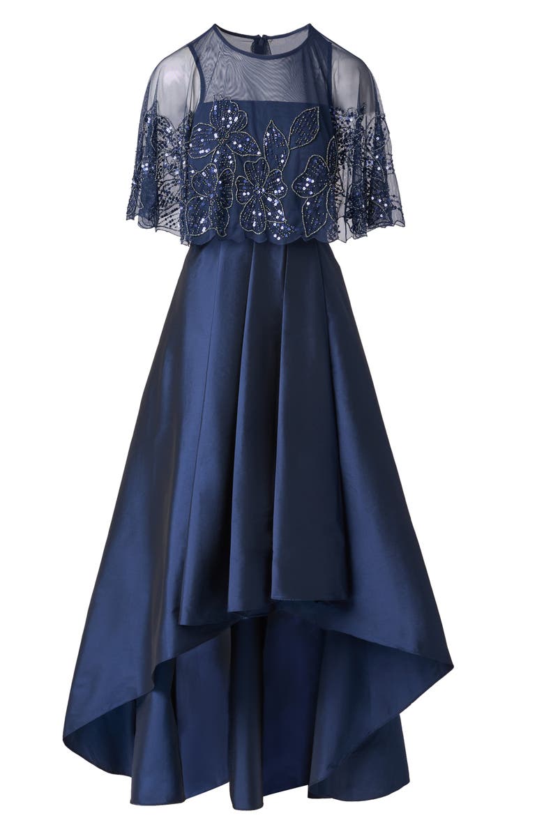 Adrianna Papell Beaded Cape Taffeta Gown, Alternate, color, 