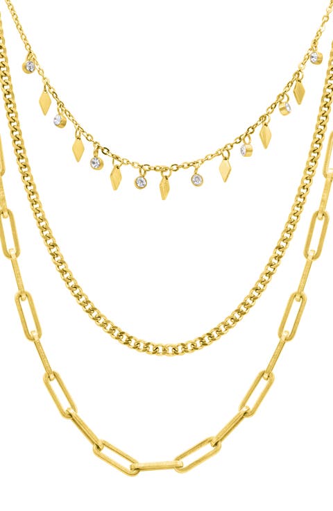 Set Of 3 Water Resistant Chain Necklaces