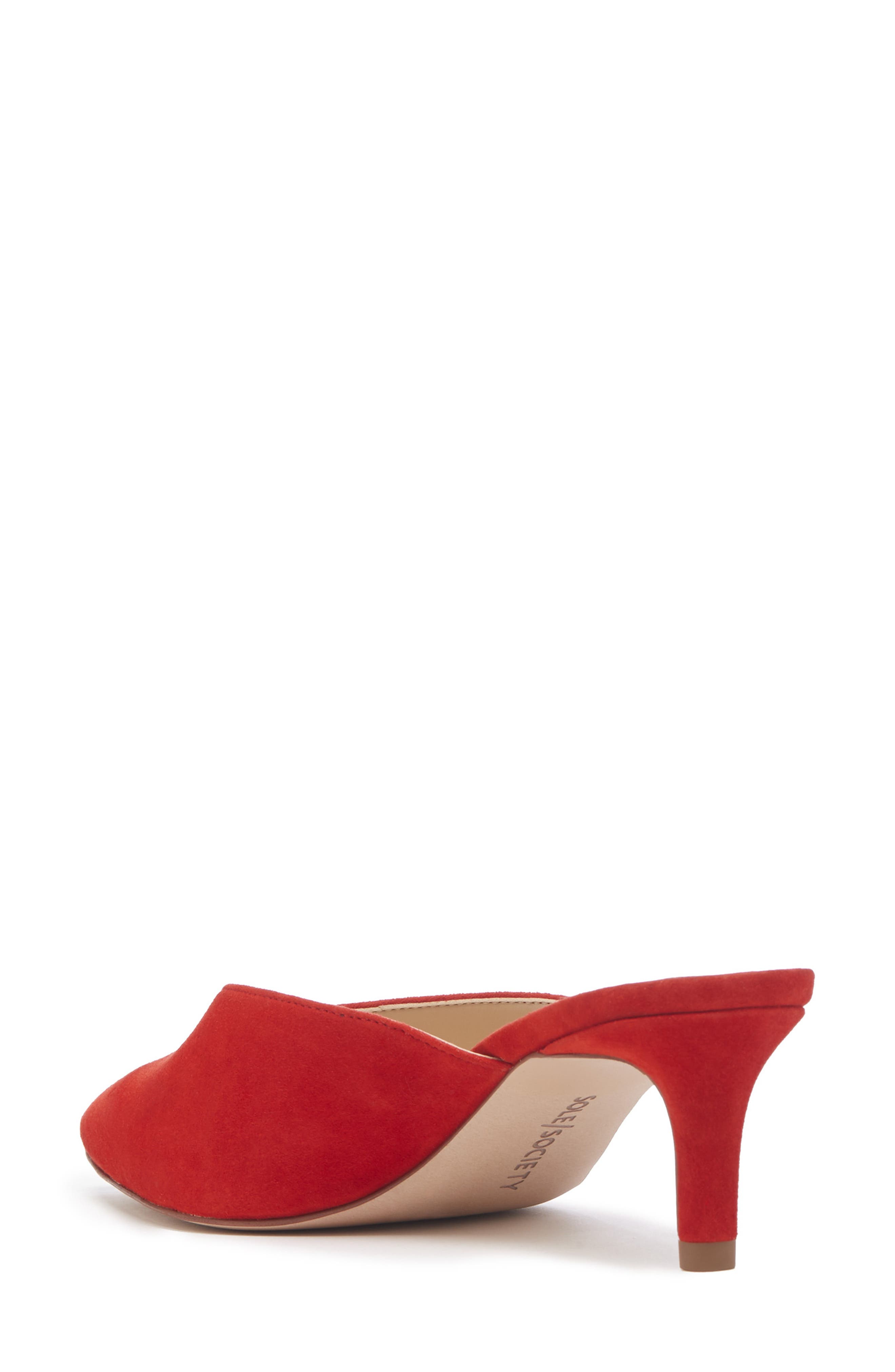 Maleah Pointy Toe Mule, Alternate, color, BRIGHT RED SUEDE