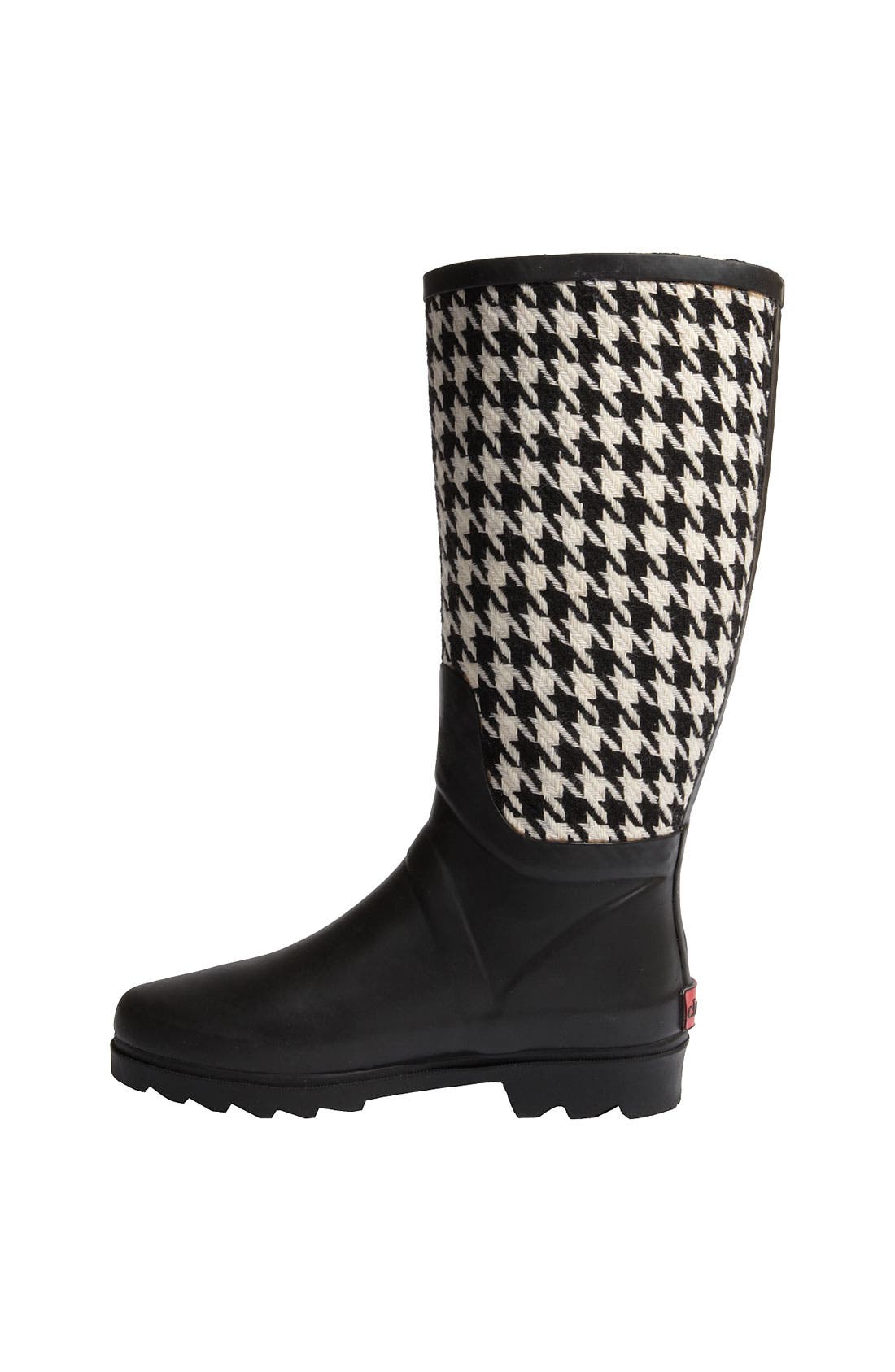 Signature Houndstooth Rain Boot, Alternate, color, BLACK