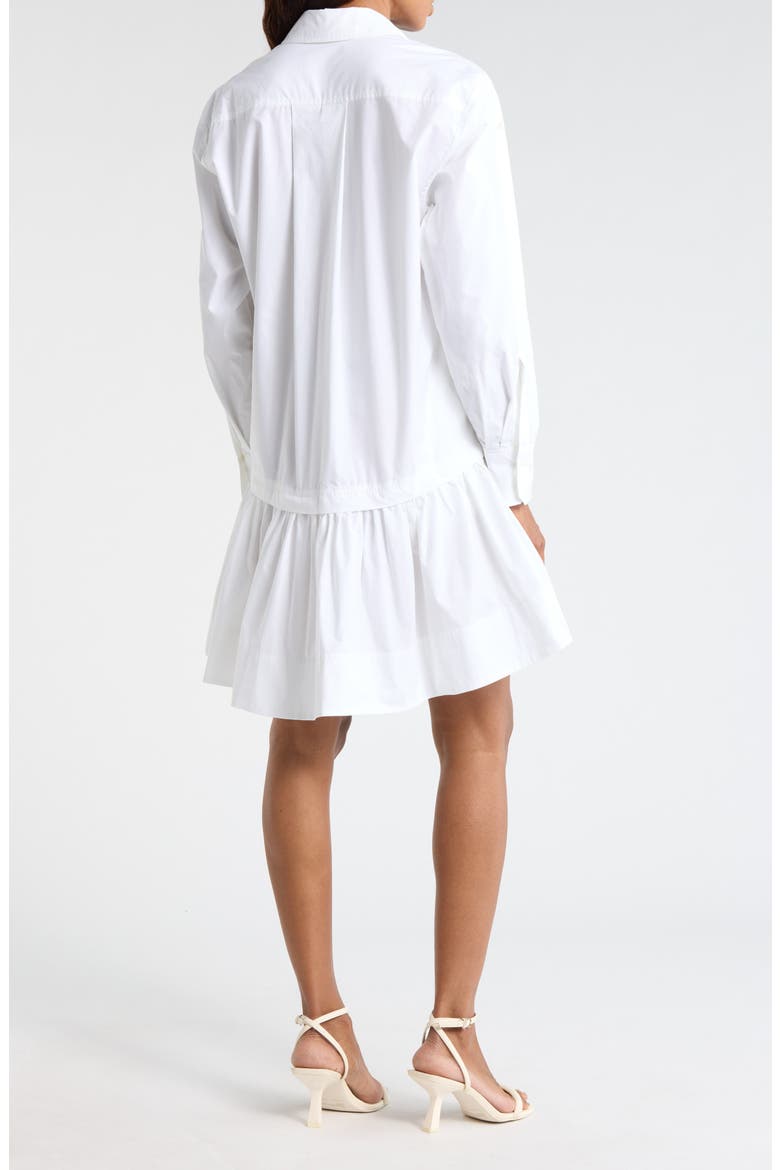 Brooke Long Sleeve Ruffle Cotton Shirtdress, Alternate, color, WHITE
