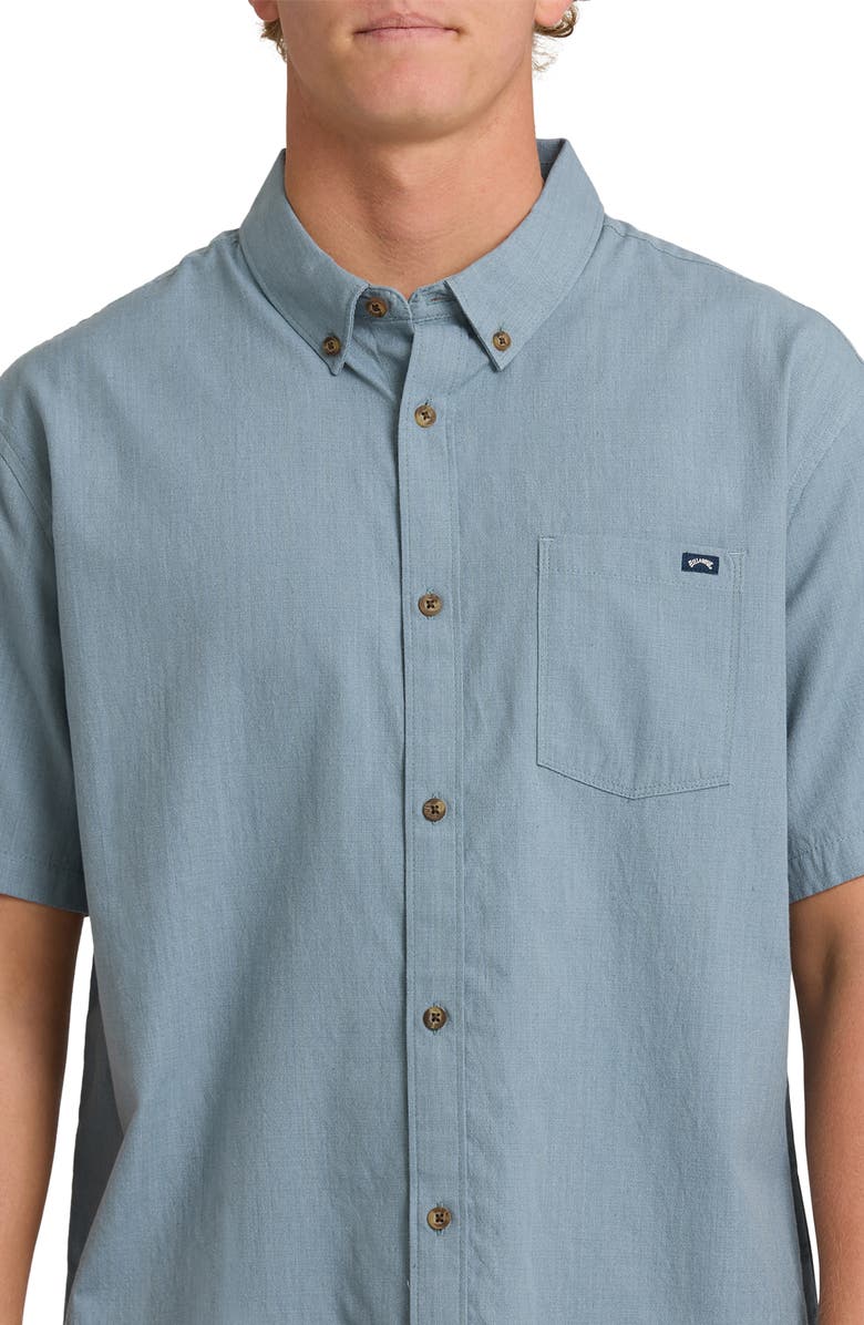 Billabong All Day Short Sleeve Button-Down Shirt, Alternate, color, Oceana