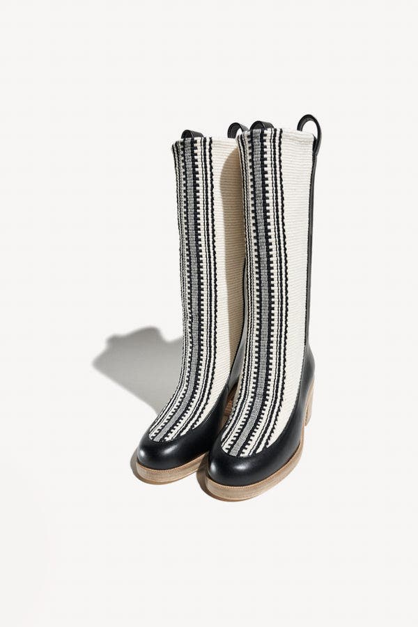 Julia Fabric Boots, Alternate, color, Ivory Black