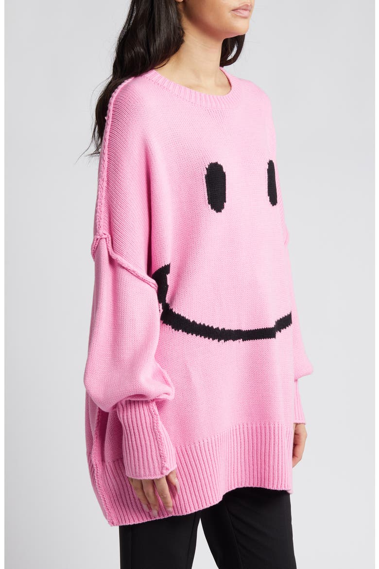 Smile Seratonin Oversize Sweater, Alternate, color, PINK
