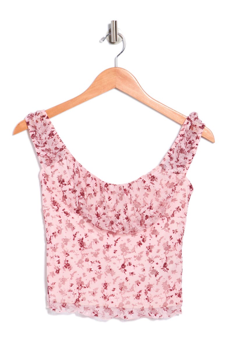 Emma Floral Ruffle Trim Top, Alternate, color, BALLET SLIPPER