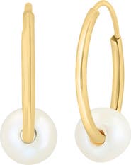 EFFY 14K Gold 5mm Freshwater Pearl Hoop Earrings