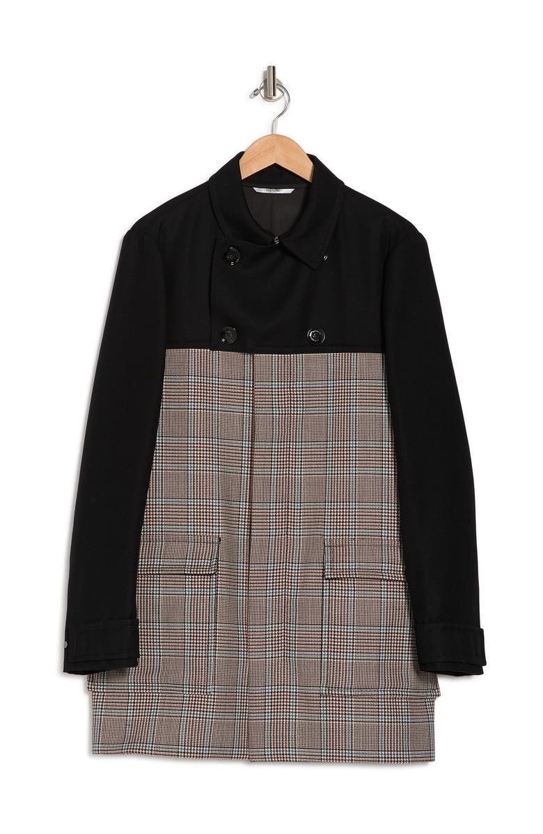 Valentino Contrast Plaid Double Breasted Trench Coat, Alternate, color,