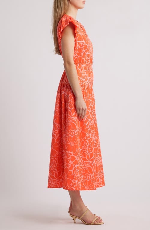 Wit & Wisdom Floral Cotton Blend Dress In Pink/papaya Punch