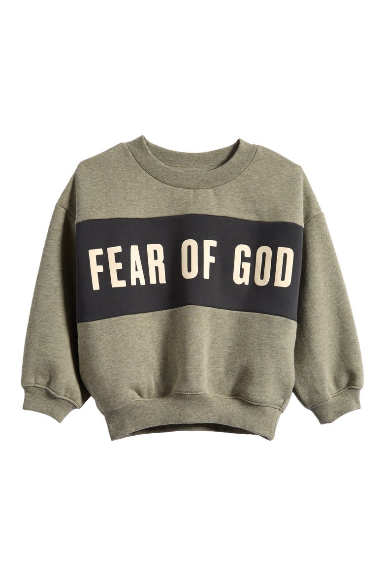 Kids' Relaxed Paneled Cropped Sweatshirt, Main, color, SEAL HEATHER/ IRON GREY