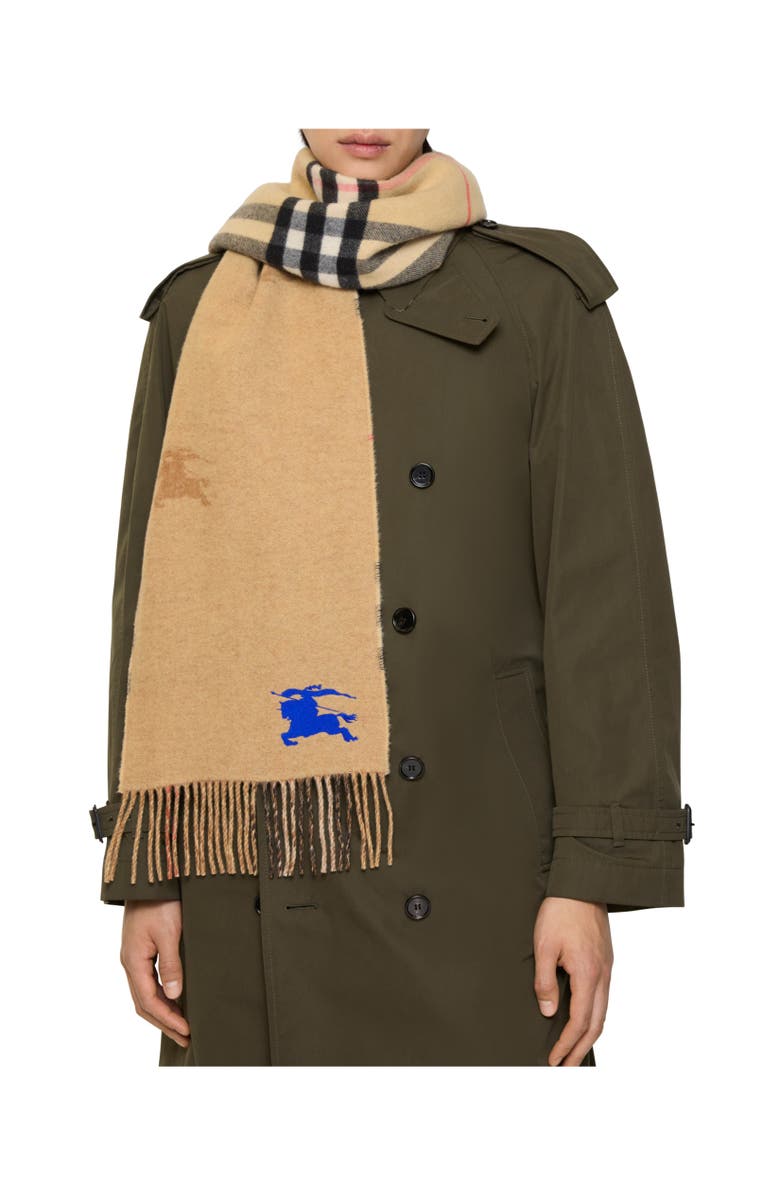 Burberry Reversible EKD Check Cashmere Scarf, Alternate, color, Sand Beige