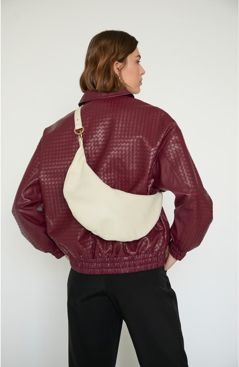 HYER GOODS Small Leather Convertible Hobo Crescent Ring Bag, Alternate, color, Off-White