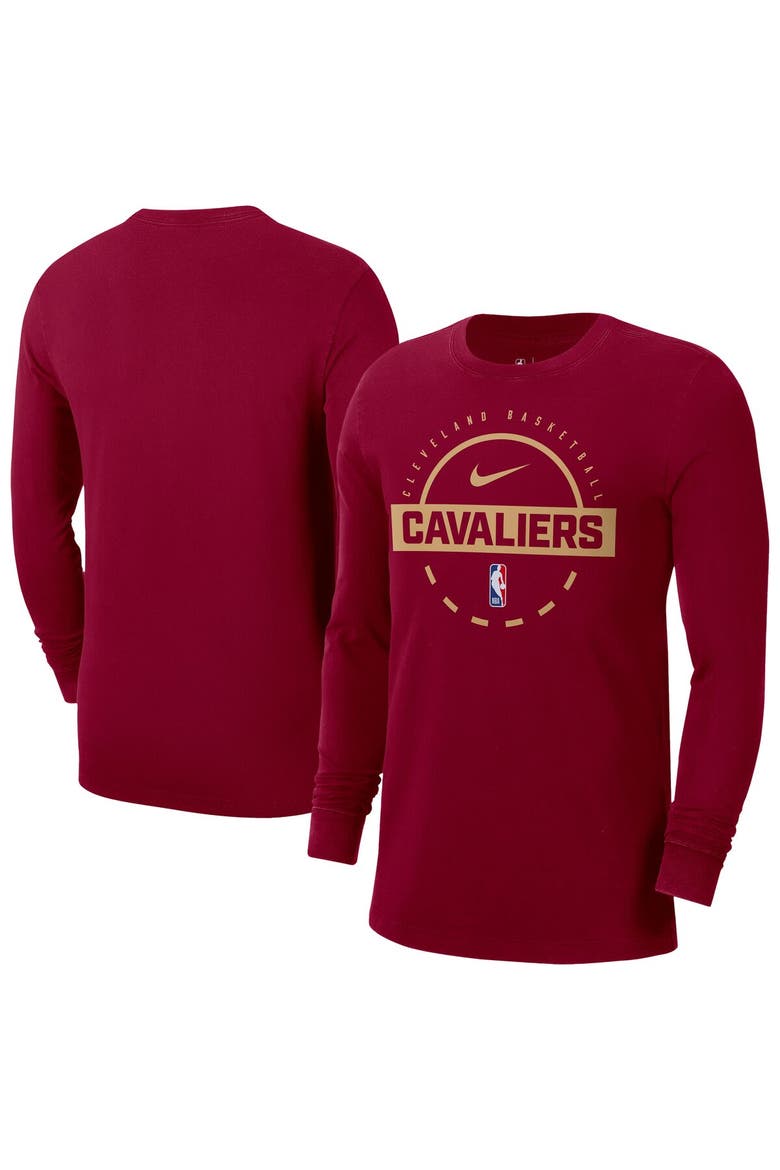 Men's Nike  Wine Cleveland Cavaliers Authentic Long Sleeve Practice T-Shirt, Main, color, Wine