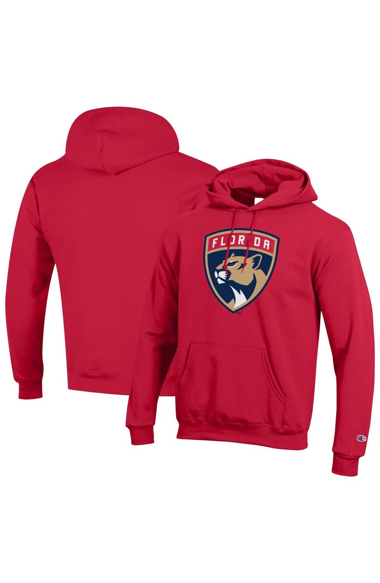 Champion Men's Champion Red Florida Panthers Primary Logo 1-Hit Pullover Hoodie, Main, color,