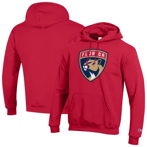 Men
s Champion Red Florida Panthers Primary Logo 1-Hit Pullover Hoodie