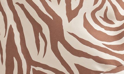 Lush Stripe Asymmetric Hem Midi Slipdress In Brown Abstract