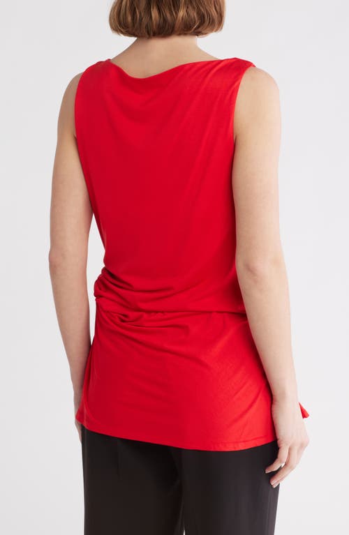 Patrizia Luca Side Ruched Sleeveless Top In Red