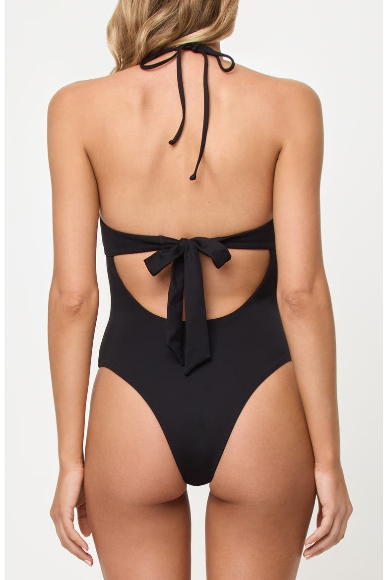Juno O-Ring One-Piece Swimsuit, Alternate, color, BLACK