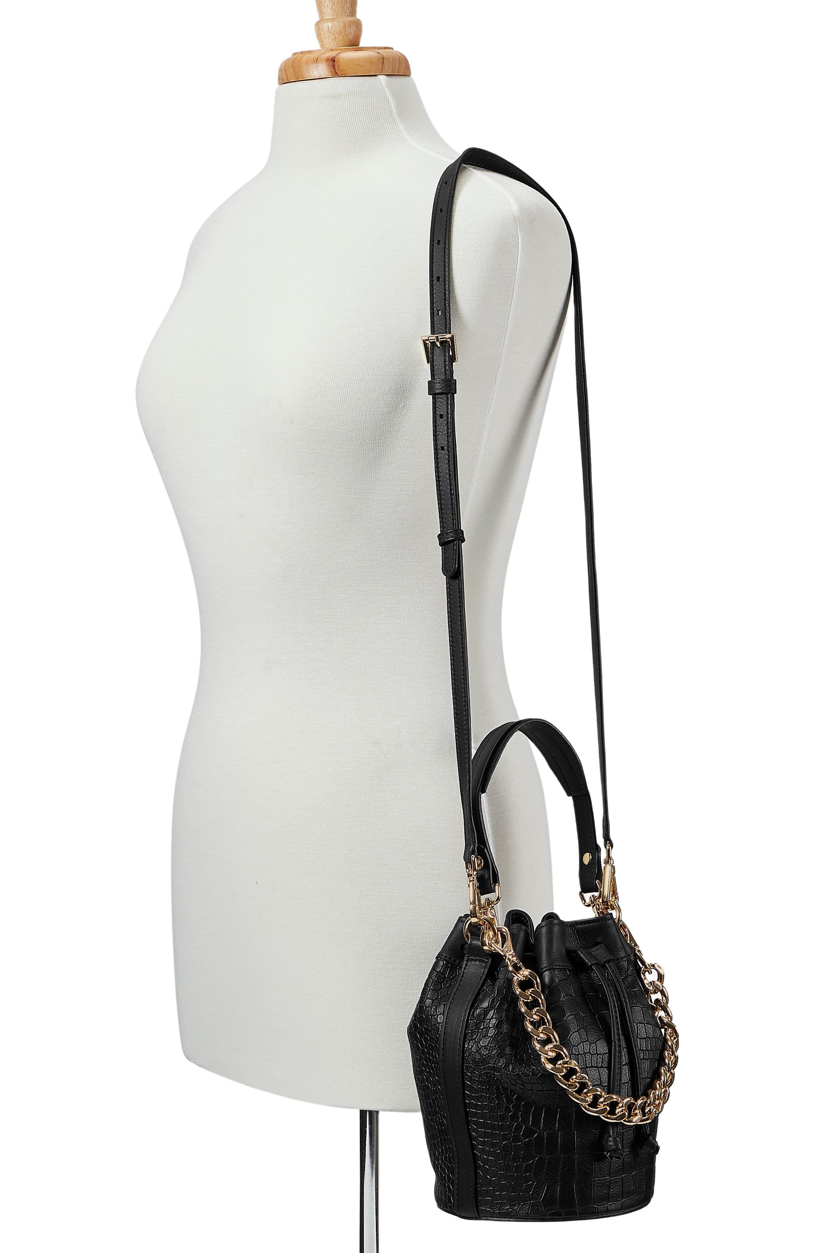 GiGi New York BROOKLYN BUCKET BAG, Alternate, color, Black Embossed Croc