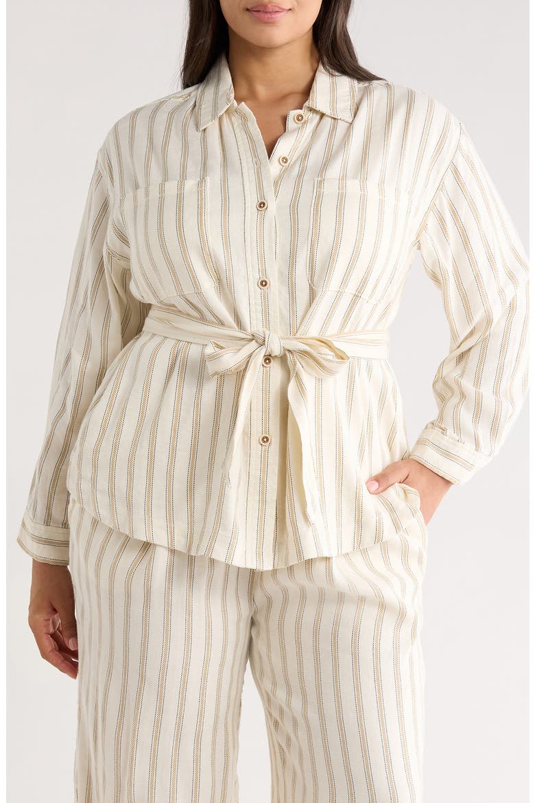 Stripe Belted Shacket, Main, color, CREAM/ TAN RG STRIPE