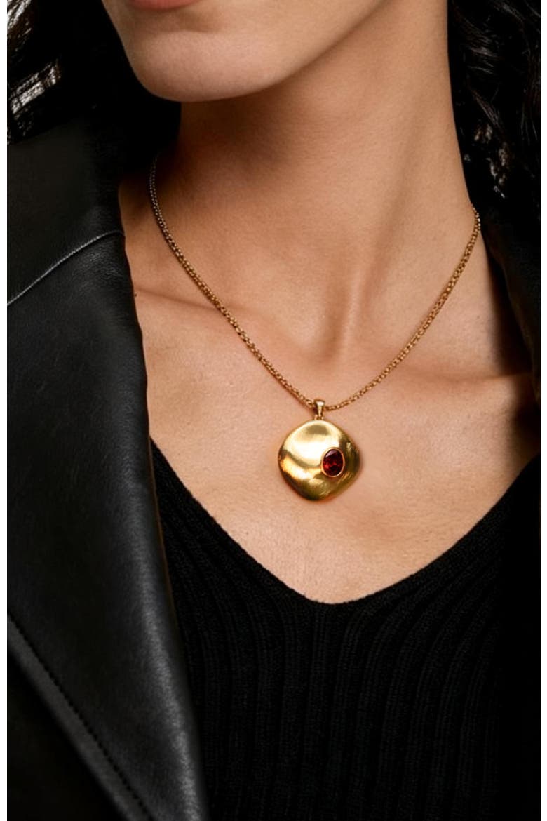 Garnet Pendant Necklace, Alternate, color, Gold & Red