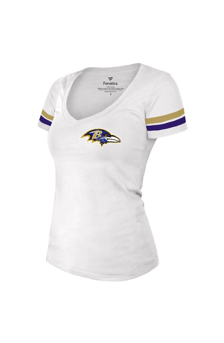 Majestic Threads Women's Fanatics Branded Lamar Jackson White Baltimore Ravens Fashion Player Name & Number V-Neck T-Shirt, Alternate, color, 