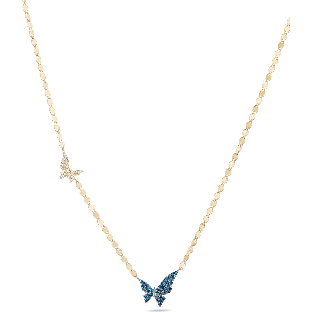 Lana 14k Gold White & Blue Diamond Pendant Necklace