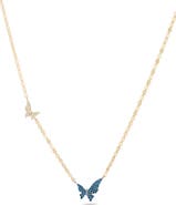 LANA 14K Gold White & Blue Diamond Pendant Necklace