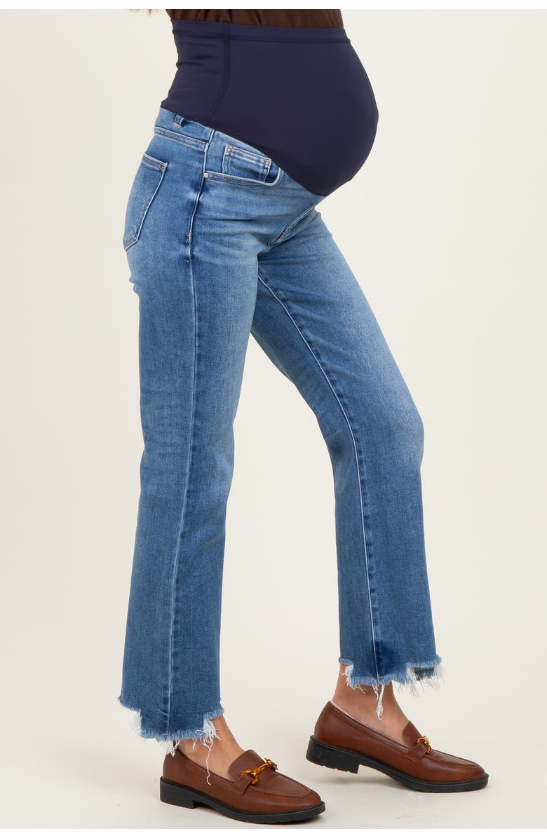 PinkBlush Fray Hem Cropped Flare Maternity Jeans, Alternate, color, Blue