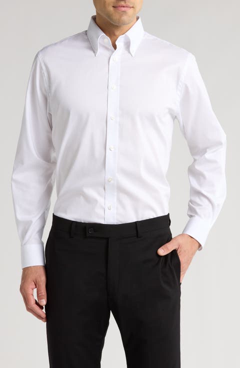 Traditional Fit Non-Iron Cotton Button-Down Dress Shirt (Regular & Big)