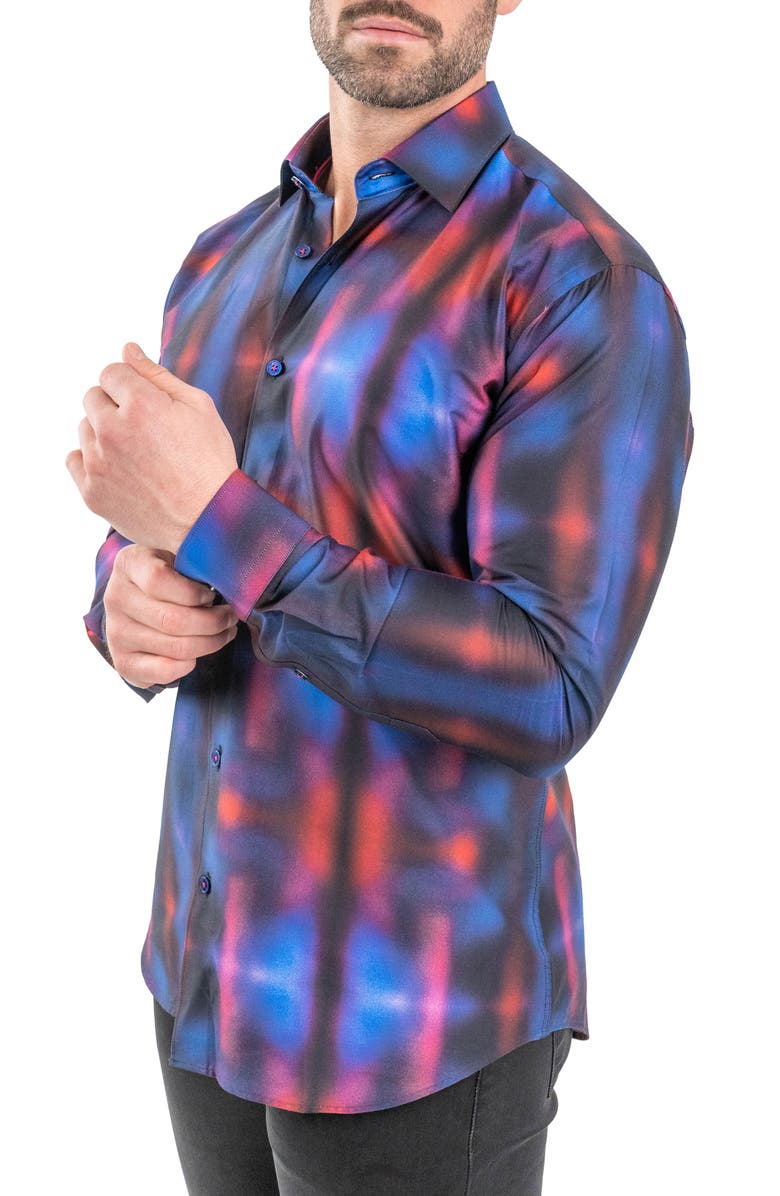 Maceoo Fibonacci Twilight Black Contemporary Fit Button-Up Shirt, Alternate, color, 