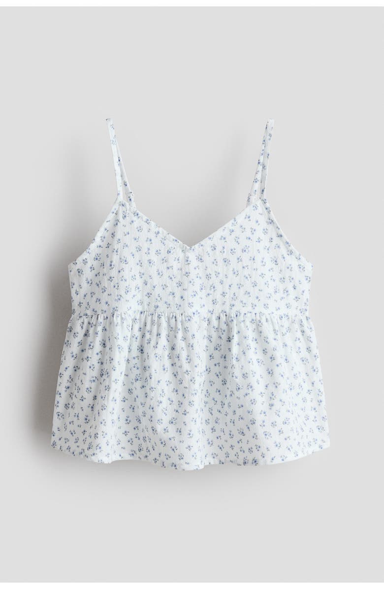 H&M Peplum strappy top, Main, color, White/Blue Floral